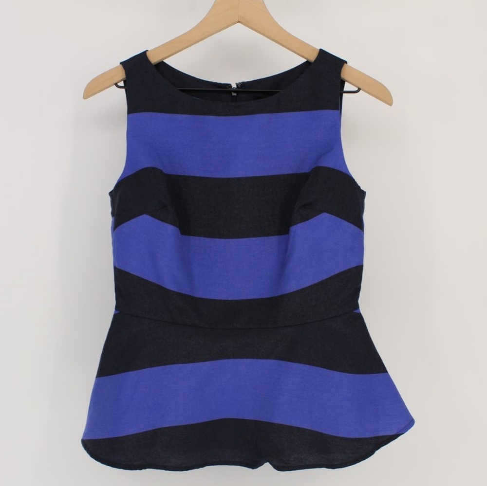 Banana Republic Striped Peplum Sleeveless Top Sz 0